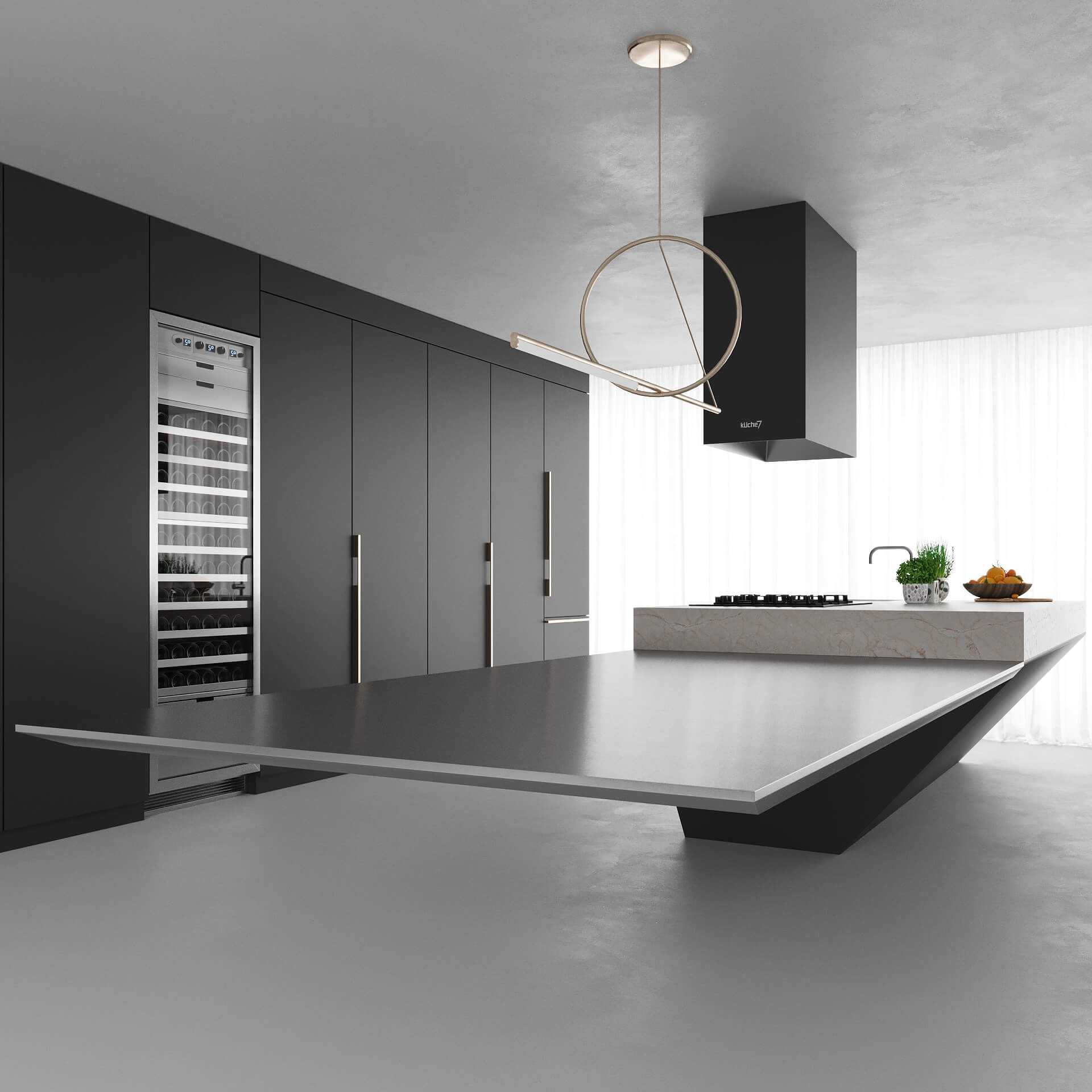 Sleek island kitchen