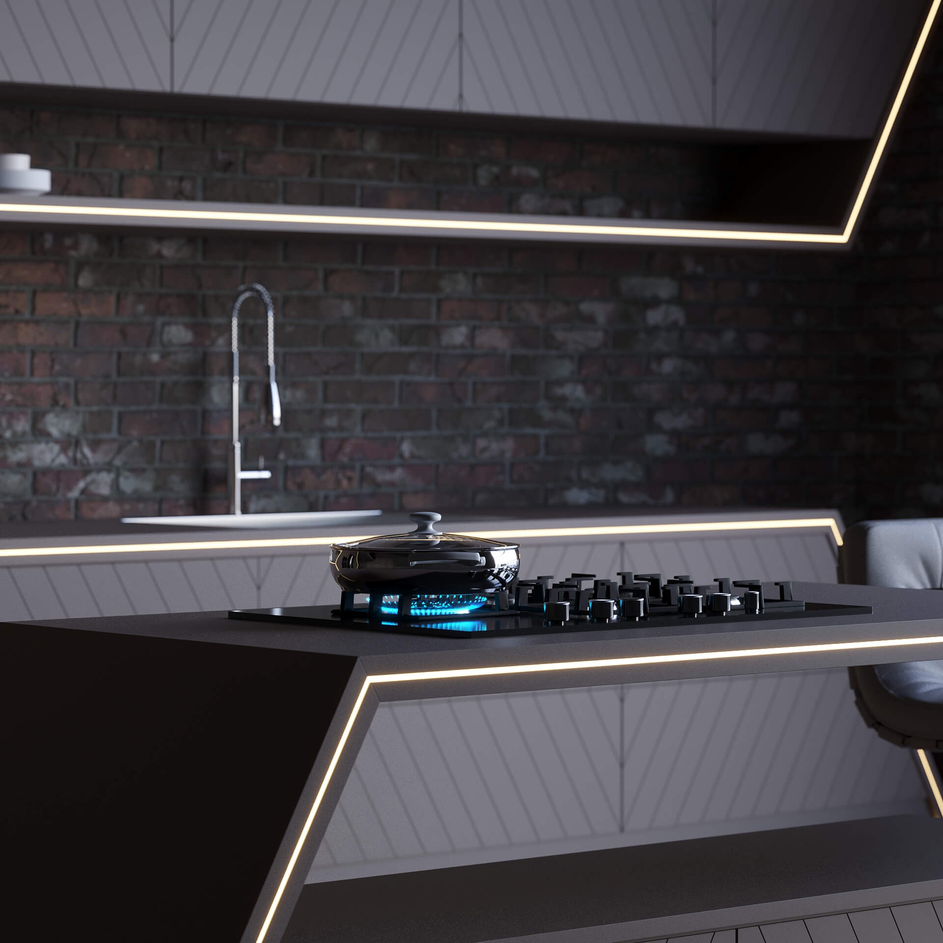 Hexagonal kitchen